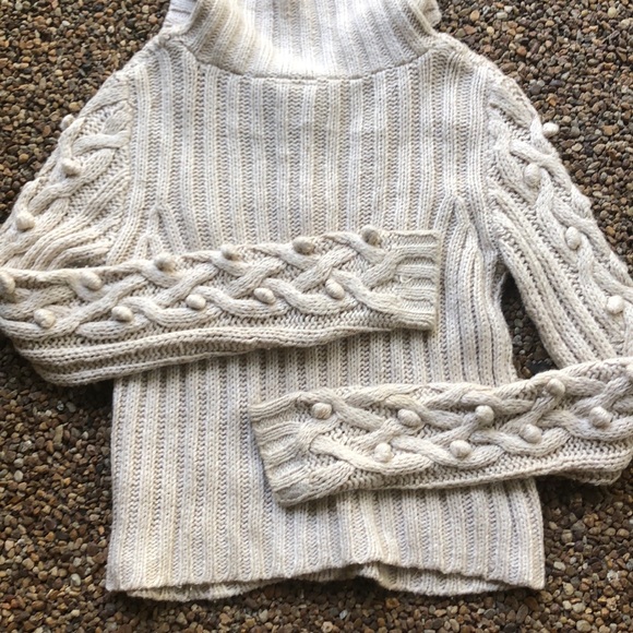 Olive & Oak sweater natural beige color knit cardigan collared button down cable - Picture 6 of 8